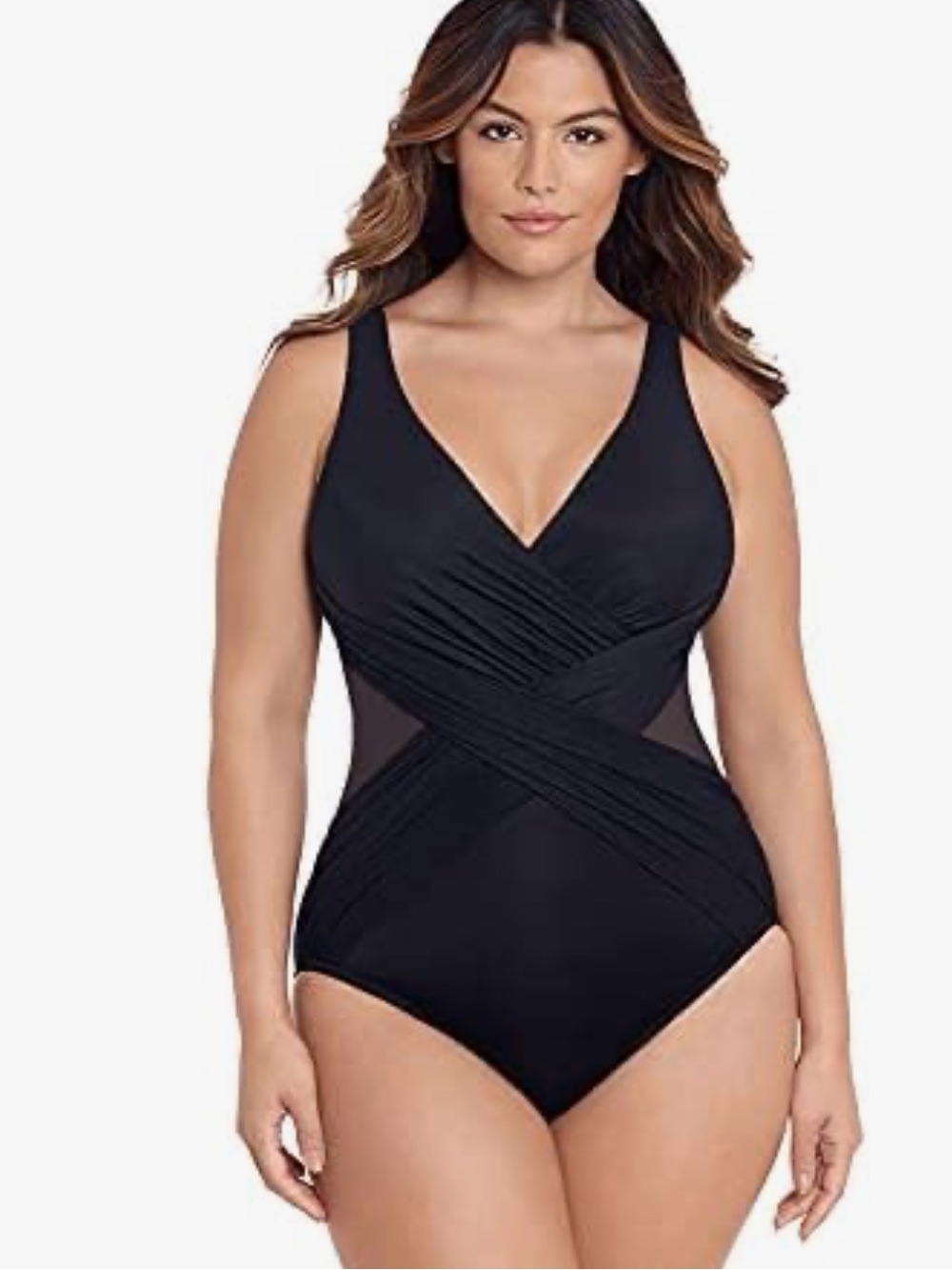 Miraclesuit Illusionist Black Twist front one piece swimsuit Women size 18W NWT